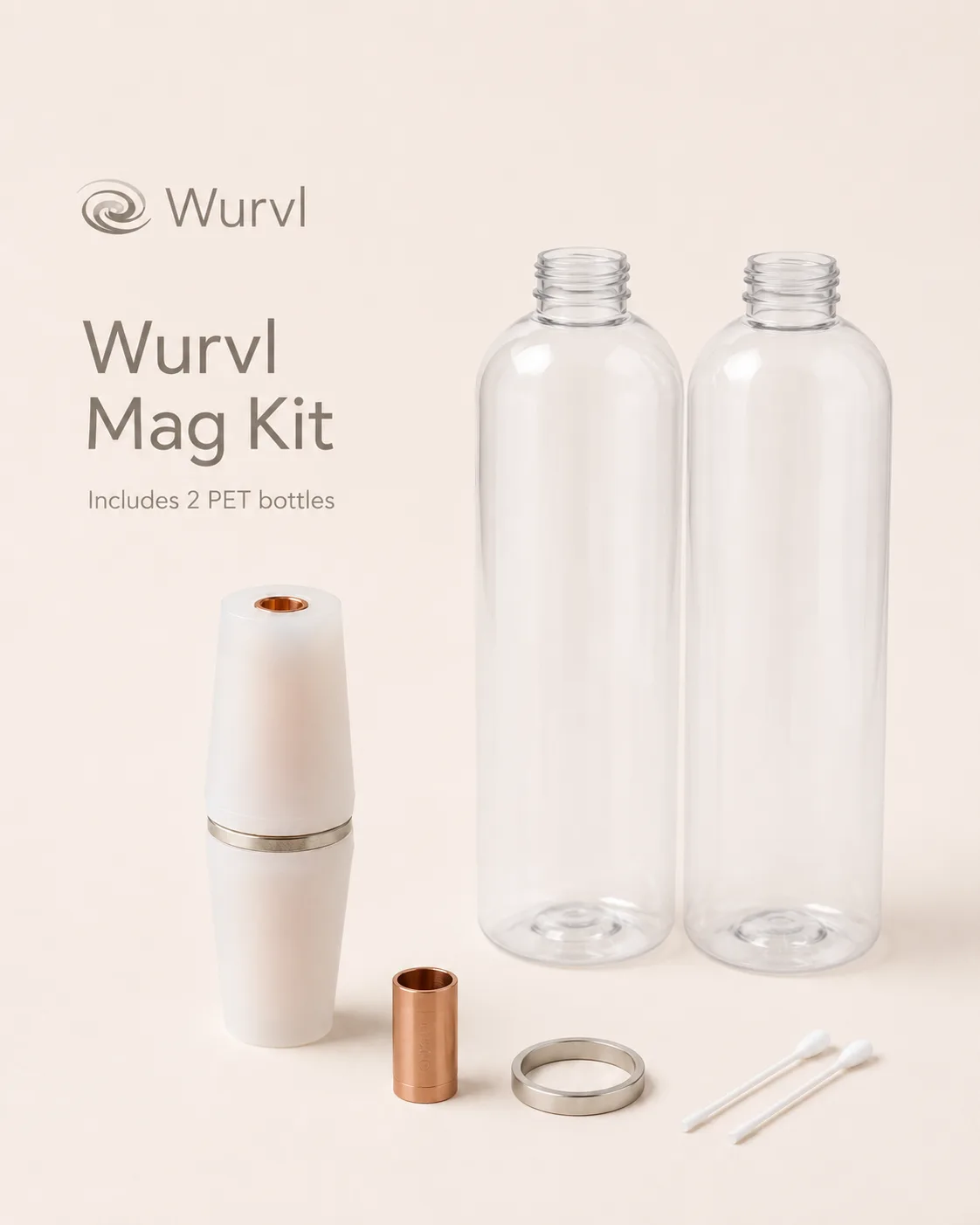 Wurvl Mag Kit with neodymium ring magnet copper core and two PET bottles